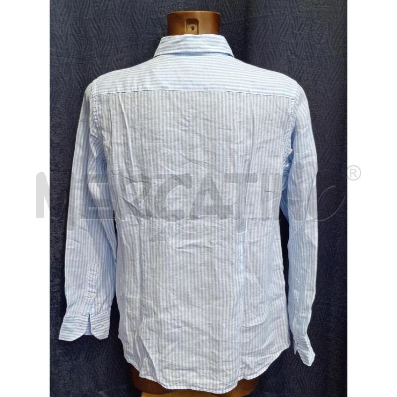 CAMICIA UOMO GUTTERIDGE BIANCA E AZZURRA A RIGHE LINO  | Mercatino dell'Usato Moncalieri bengasi 2