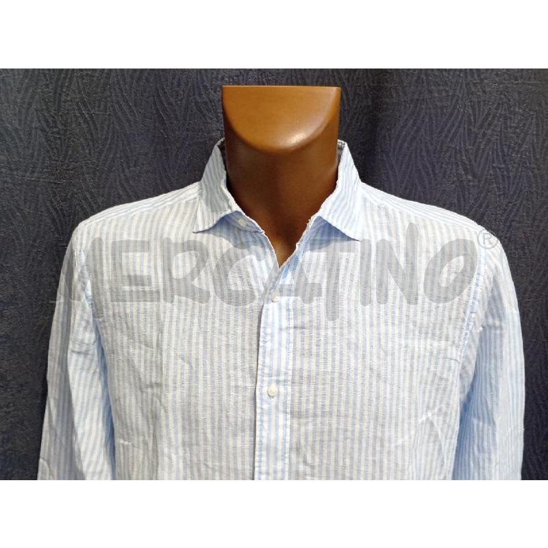 CAMICIA UOMO GUTTERIDGE BIANCA E AZZURRA A RIGHE LINO  | Mercatino dell'Usato Moncalieri bengasi 4