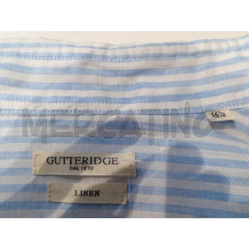 CAMICIA UOMO GUTTERIDGE BIANCA E AZZURRA A RIGHE LINO  | Mercatino dell'Usato Moncalieri bengasi 5