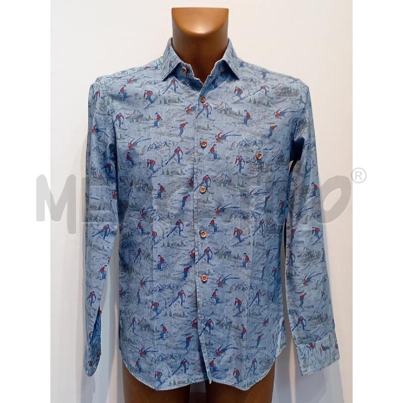 CAMICIA UOMO MITCHUMM AZZURRA CON SCIATORI  | Mercatino dell'Usato Moncalieri bengasi 1