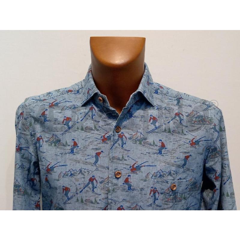 CAMICIA UOMO MITCHUMM AZZURRA CON SCIATORI  | Mercatino dell'Usato Moncalieri bengasi 3
