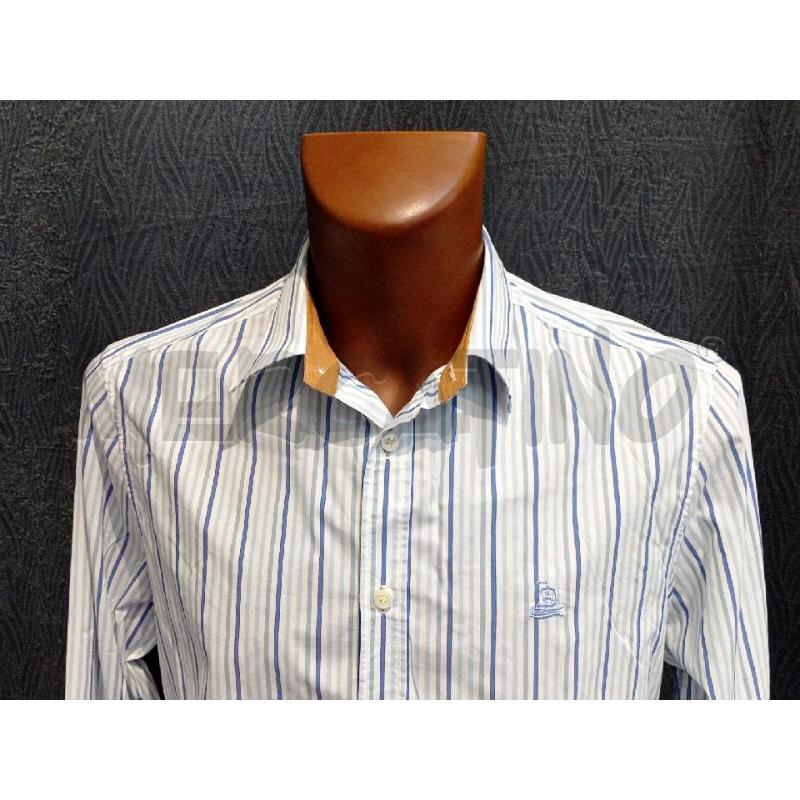 CAMICIA UOMO PRIMA CLASSE RIGHE BIANCO BLU | Mercatino dell'Usato Moncalieri bengasi 3