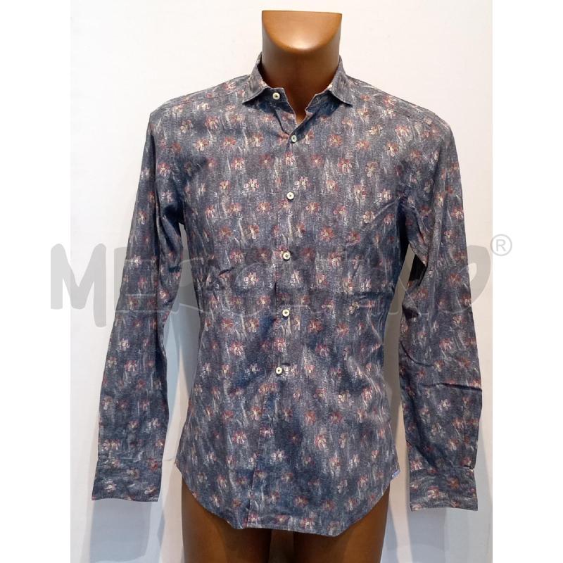 CAMICIA UOMO XACUS BLU CON FIORELLINI ROSSI  | Mercatino dell'Usato Moncalieri bengasi 1