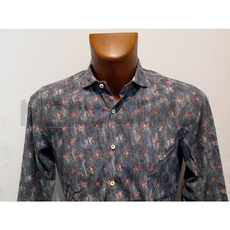 CAMICIA UOMO XACUS BLU CON FIORELLINI ROSSI  | Mercatino dell'Usato Moncalieri bengasi 3