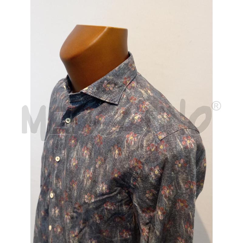 CAMICIA UOMO XACUS BLU CON FIORELLINI ROSSI  | Mercatino dell'Usato Moncalieri bengasi 4