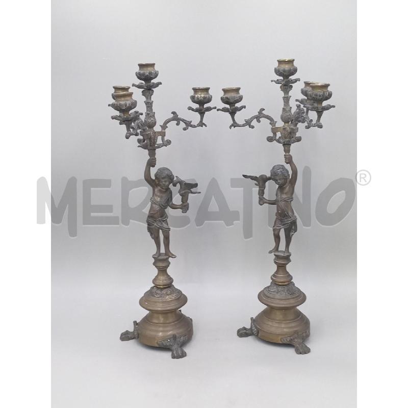 CANDELABRI PZ.2 BRONZETTO C/PUTRTINO E UCCELLINO 4 LUX  | Mercatino dell'Usato Moncalieri bengasi 1