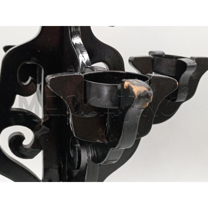 CANDELABRO LEGNO NERO SMALTATO 4 LUX  | Mercatino dell'Usato Moncalieri bengasi 3