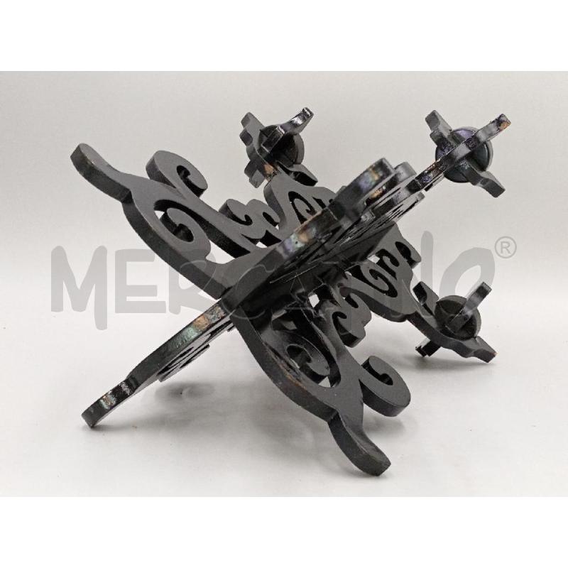 CANDELABRO LEGNO NERO SMALTATO 4 LUX  | Mercatino dell'Usato Moncalieri bengasi 4