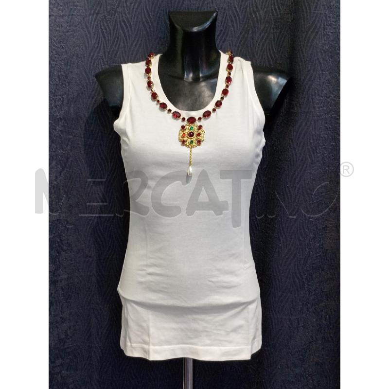CANOTTA DONNA DOLCE & GABBANA BIANCA CON INSERTI GIOIELLO | Mercatino dell'Usato Moncalieri bengasi 1