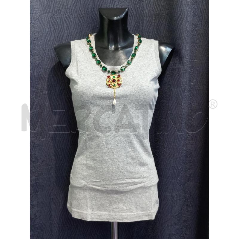 CANOTTA DONNA DOLCE & GABBANA GRIGIA CON INSERTO GIOIELLO | Mercatino dell'Usato Moncalieri bengasi 1