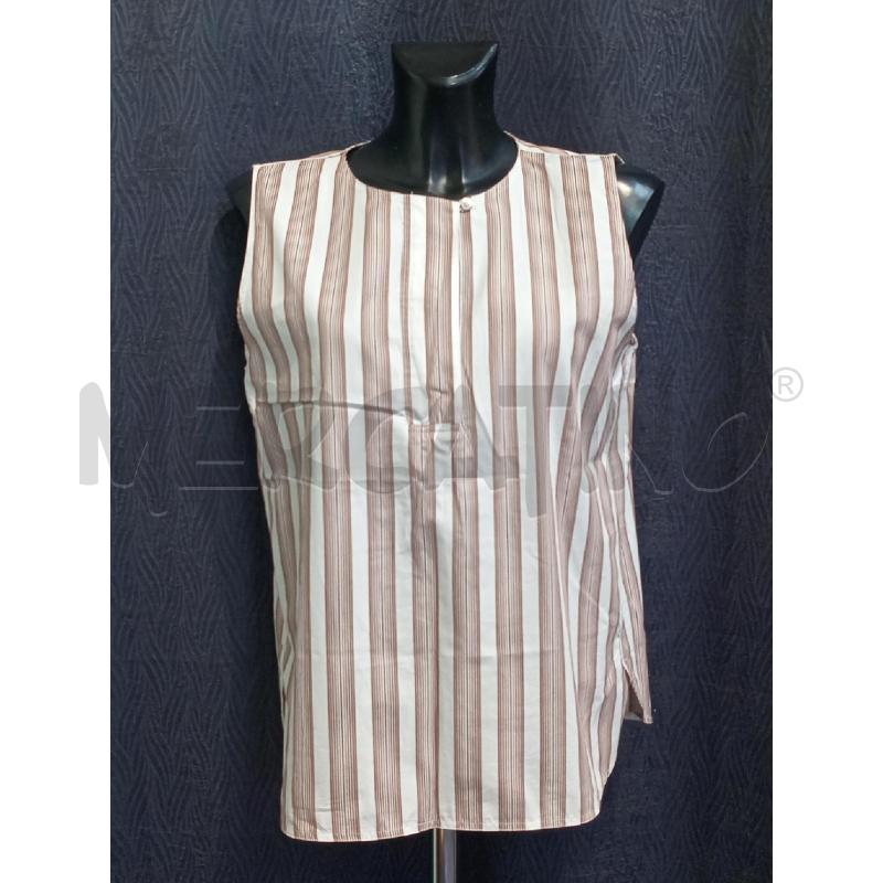 CANOTTA DONNA EMME MARELLA BIANCO RIGHE MARRONE | Mercatino dell'Usato Moncalieri bengasi 1