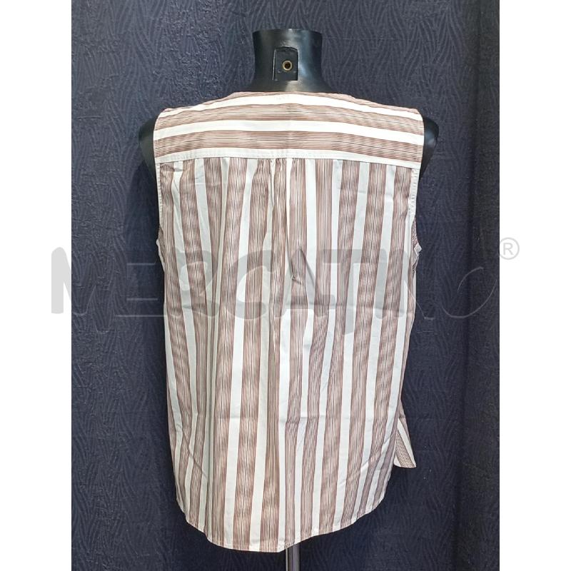 CANOTTA DONNA EMME MARELLA BIANCO RIGHE MARRONE | Mercatino dell'Usato Moncalieri bengasi 2