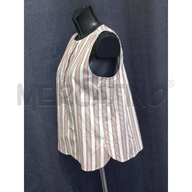CANOTTA DONNA EMME MARELLA BIANCO RIGHE MARRONE | Mercatino dell'Usato Moncalieri bengasi 3