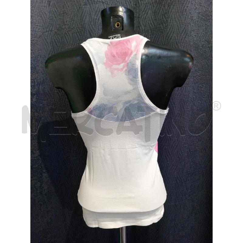 CANOTTA DONNA EMPORIO ARMANI BIANCA BANDE LATERALI FANTASIA ROSA AZZURRO | Mercatino dell'Usato Moncalieri bengasi 2
