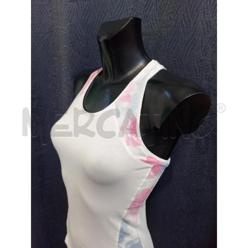 CANOTTA DONNA EMPORIO ARMANI BIANCA BANDE LATERALI FANTASIA ROSA AZZURRO | Mercatino dell'Usato Moncalieri bengasi 3