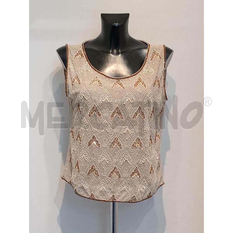 CANOTTA DONNA LUISA SPAGNOLI BEIGE RICAMATA CON PERLINE | Mercatino dell'Usato Moncalieri bengasi 1