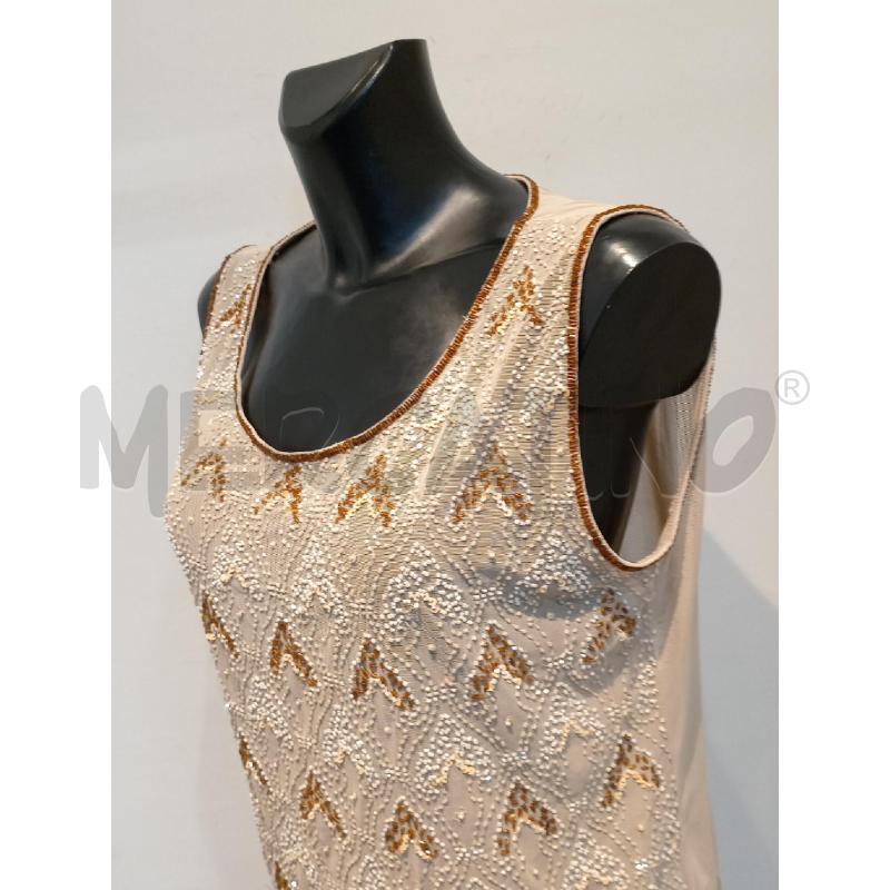 CANOTTA DONNA LUISA SPAGNOLI BEIGE RICAMATA CON PERLINE | Mercatino dell'Usato Moncalieri bengasi 3