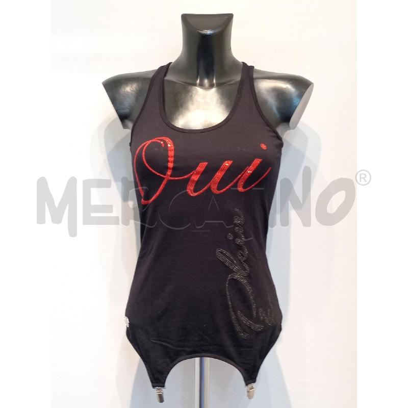 CANOTTA DONNA PHILIPP PLEIN NERA SCRITTA ROSSA DAVANTI | Mercatino dell'Usato Moncalieri bengasi 1
