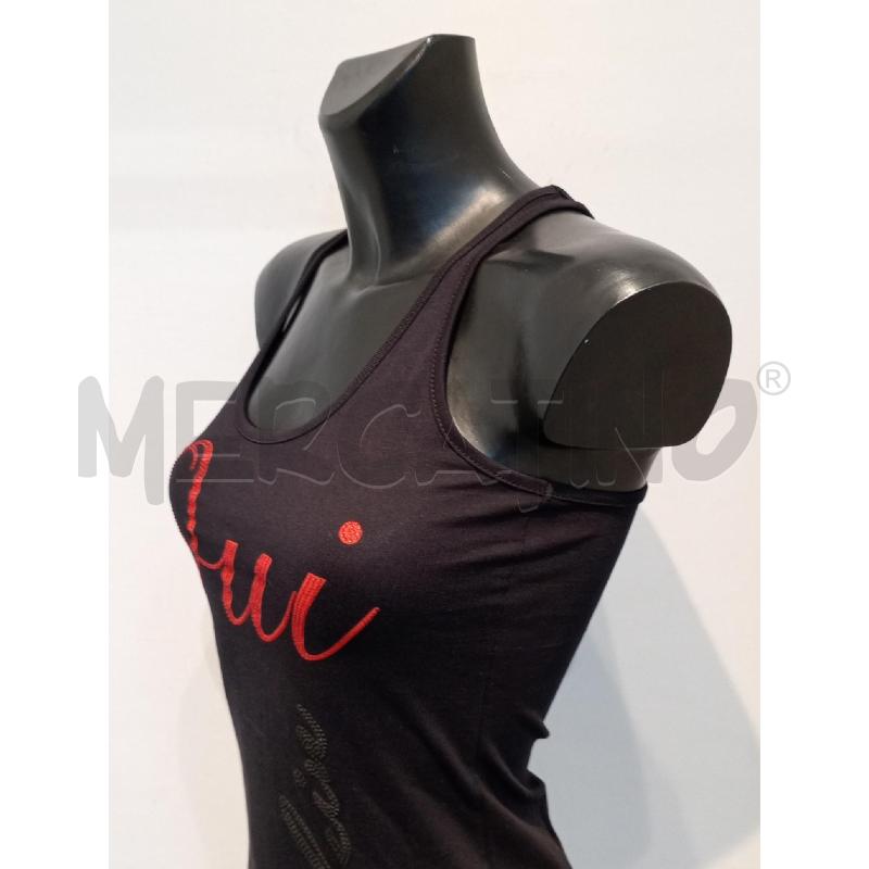 CANOTTA DONNA PHILIPP PLEIN NERA SCRITTA ROSSA DAVANTI | Mercatino dell'Usato Moncalieri bengasi 3