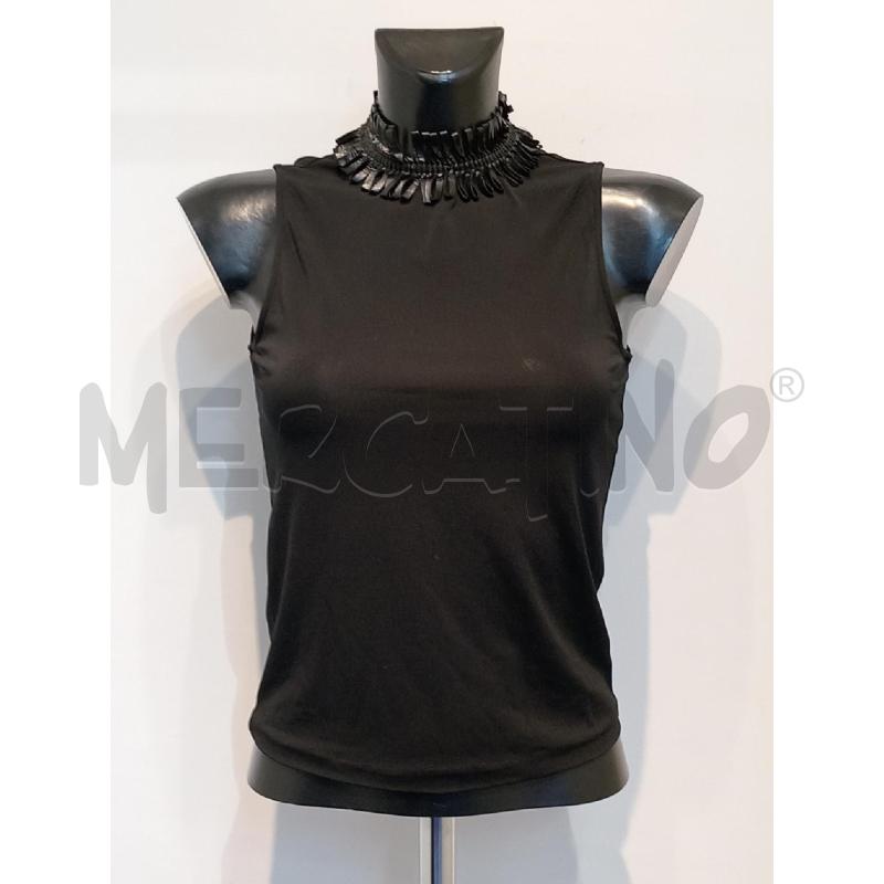 CANOTTA DONNA TOMBOLINI NERA INSERTO COLLO PELLE | Mercatino dell'Usato Moncalieri bengasi 1