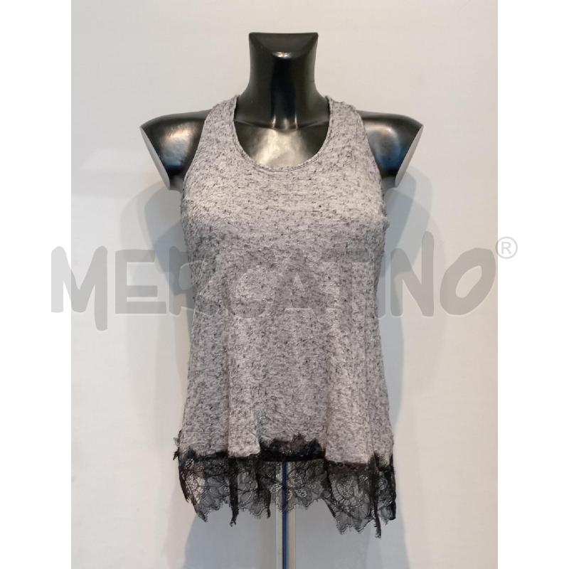CANOTTA DONNA TWIN SET GRIGIA CON PIZZO NERO | Mercatino dell'Usato Moncalieri bengasi 1