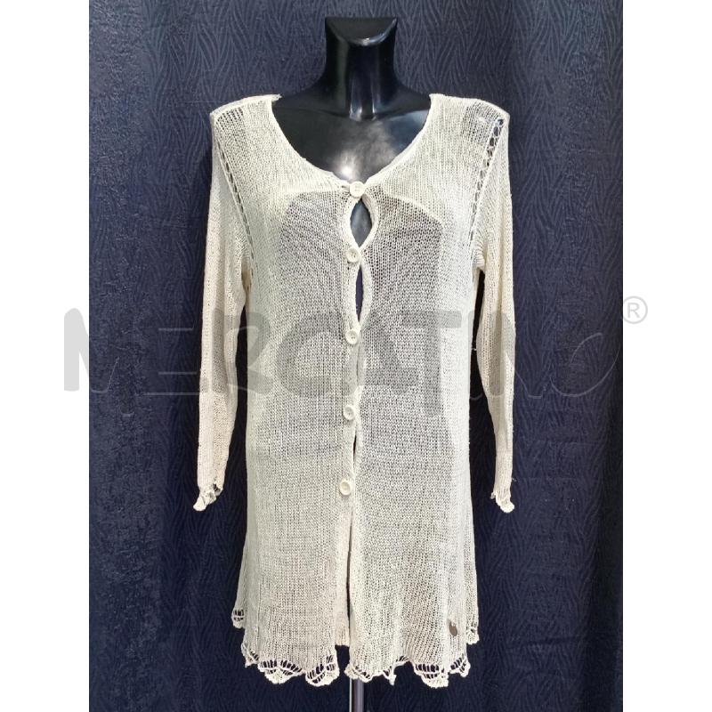 CARDIGAN DONNA TWIN SET CREMA DOPPIO TESSUTO | Mercatino dell'Usato Moncalieri bengasi 1