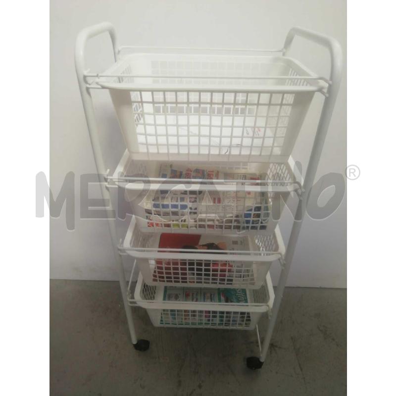 CARRELLO BIANCO CON CESTE PLASTICA | Mercatino dell'Usato Moncalieri bengasi 1