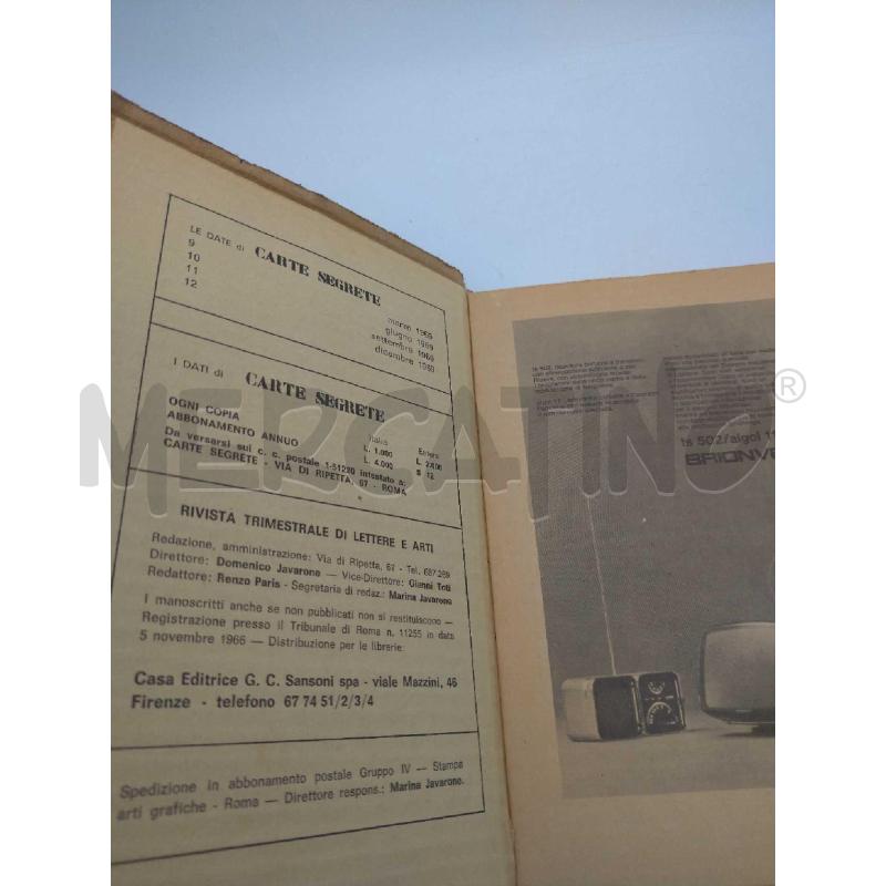 CARTE SEGRETE 11 LUGLIO SETTEMBRE 1969 SANSONI EDITORE COPERTINA CARTONE GREZZO | Mercatino dell'Usato Moncalieri bengasi 3