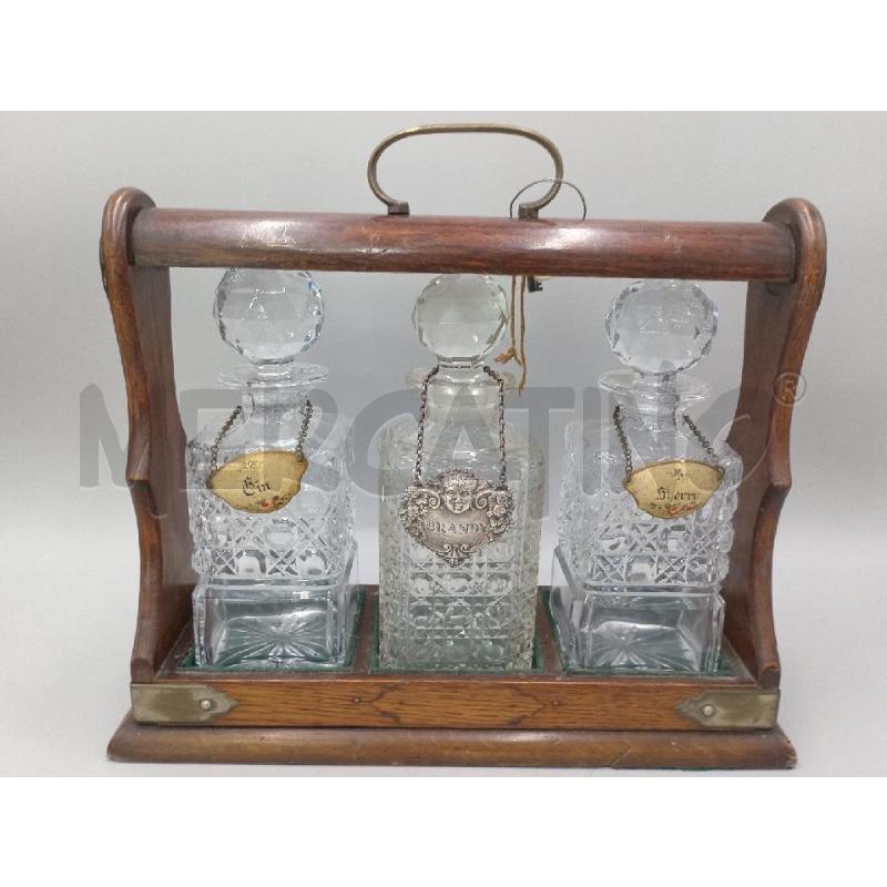 CASSETTA LEGNO PORTALIQUORI WHISKY COGNAC VODKA CRISTALLO CHIAVE | Mercatino dell'Usato Moncalieri bengasi 1