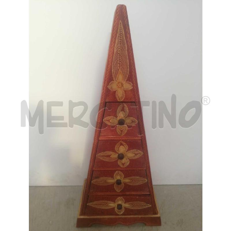 CASSETTIERA PIRAMIDALE 4 CASSETTI C/DECORO FIORI  | Mercatino dell'Usato Moncalieri bengasi 1