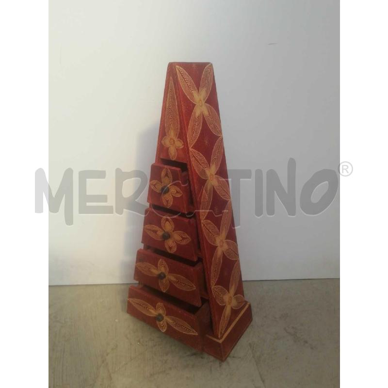 CASSETTIERA PIRAMIDALE 4 CASSETTI C/DECORO FIORI  | Mercatino dell'Usato Moncalieri bengasi 3