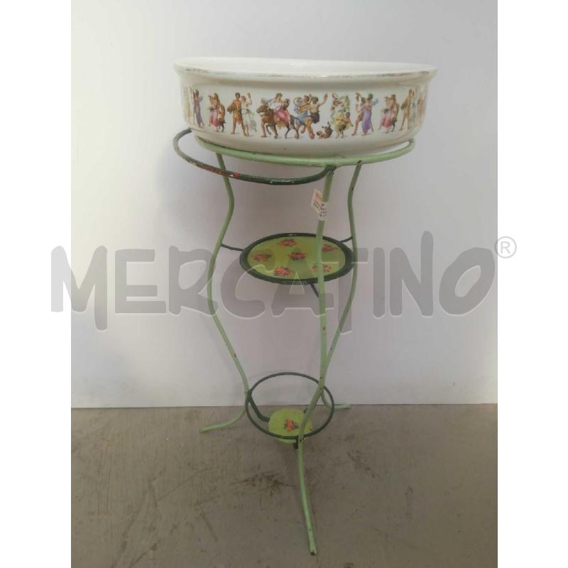 CATINO CON STRUTTURA FERRO VERDE CERAMICA PIEMONTESE | Mercatino dell'Usato Moncalieri bengasi 1