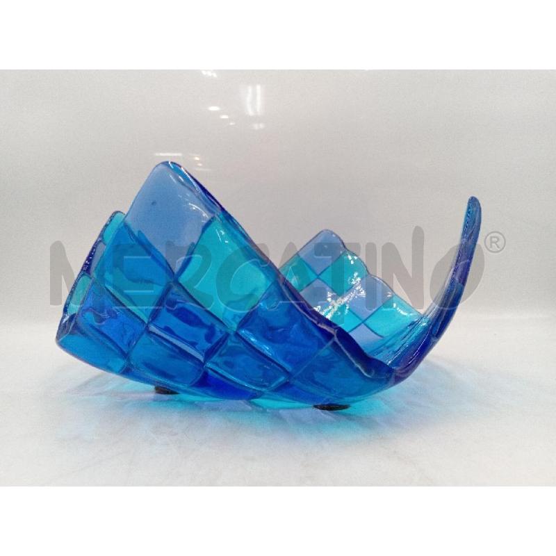 CENTROTAVOLA VETRO SOFFIATO BLEU RIPIEGATO SUGLI ANGOLI CM 28 X 28 | Mercatino dell'Usato Moncalieri bengasi 1