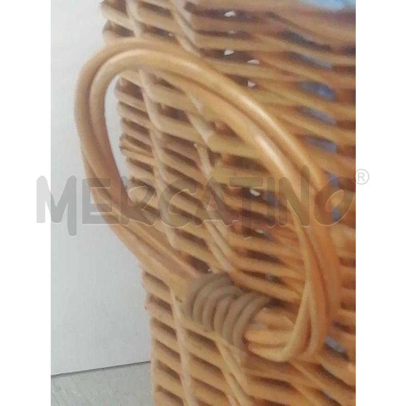 CESTA VIMINI PORTA BIANCHERIA C/INTERNO STOFFA AZZURRA  | Mercatino dell'Usato Moncalieri bengasi 4