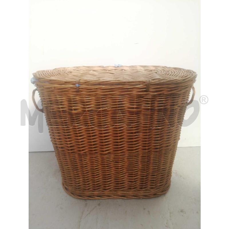 CESTA VIMINI PORTA BIANCHERIA C/INTERNO STOFFA AZZURRA  | Mercatino dell'Usato Moncalieri bengasi 5
