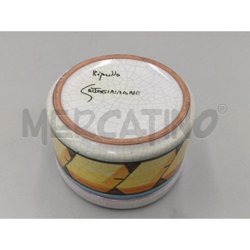 COFANETTO CERAMICA RIPULLO CALTAGIRONE CM 10 DIAMETRO DIPINTO FIORE | Mercatino dell'Usato Moncalieri bengasi 4