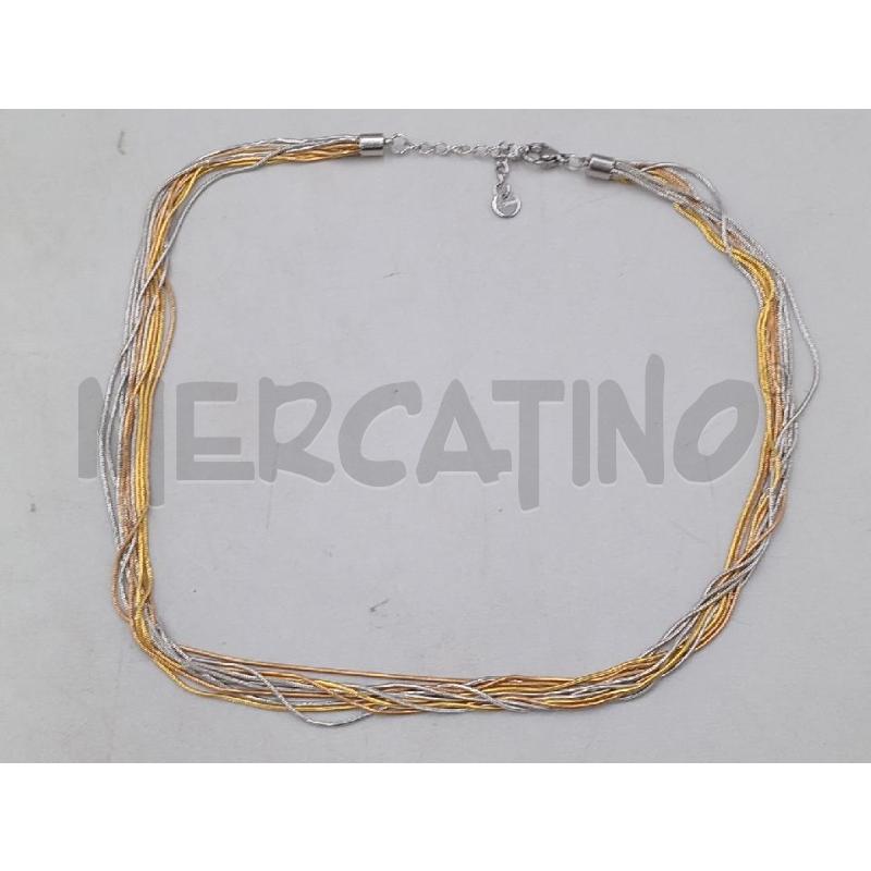 COLLANA ACCIAIO MULTIFILI ACCIAIO E DORATO | Mercatino dell'Usato Moncalieri bengasi 4
