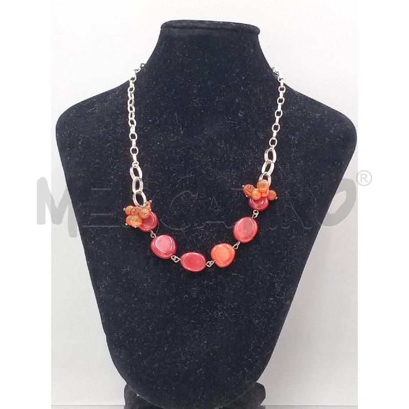 COLLANA ARGENTATA PIETRA ROSSA | Mercatino dell'Usato Moncalieri bengasi 1