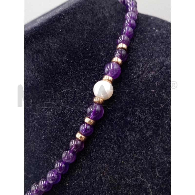 COLLANA MILUNA ARGENTATA PERLE VERE AMESTISTA | Mercatino dell'Usato Moncalieri bengasi 3