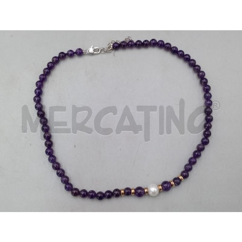 COLLANA MILUNA ARGENTATA PERLE VERE AMESTISTA | Mercatino dell'Usato Moncalieri bengasi 4