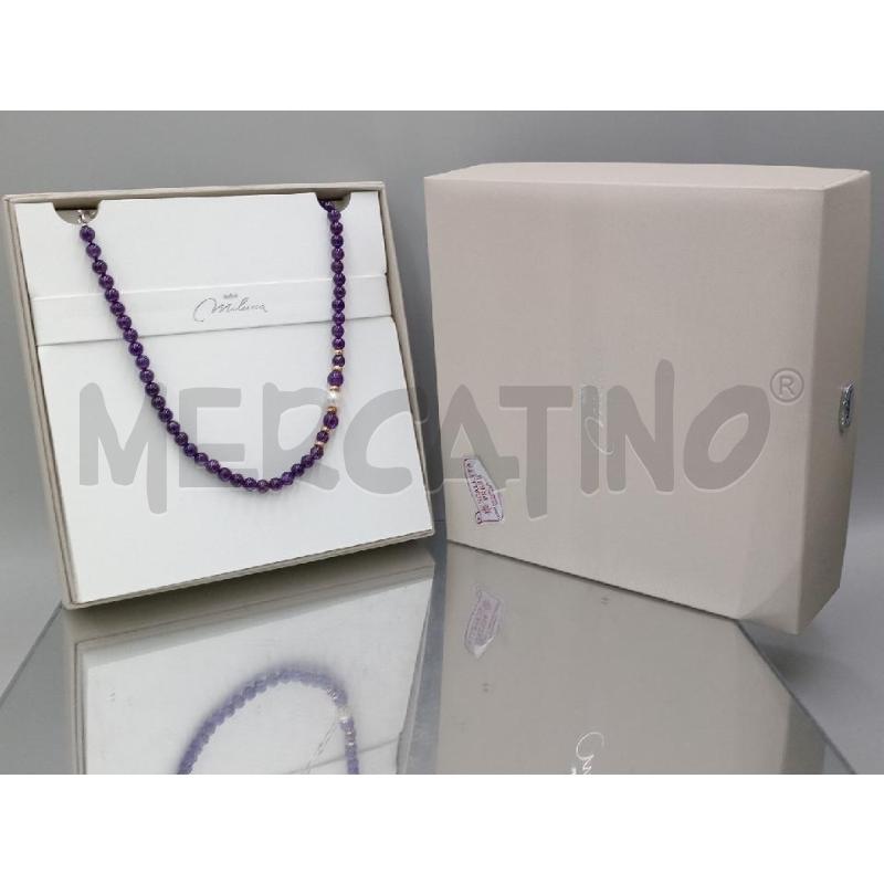 COLLANA MILUNA ARGENTATA PERLE VERE AMESTISTA | Mercatino dell'Usato Moncalieri bengasi 5