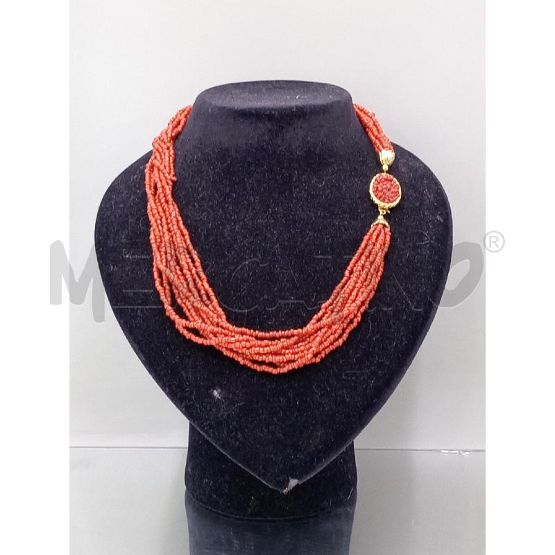 COLLANA PIETRE ROSSE CHIUSURA DORATA PIETRINE | Mercatino dell'Usato Moncalieri bengasi 1