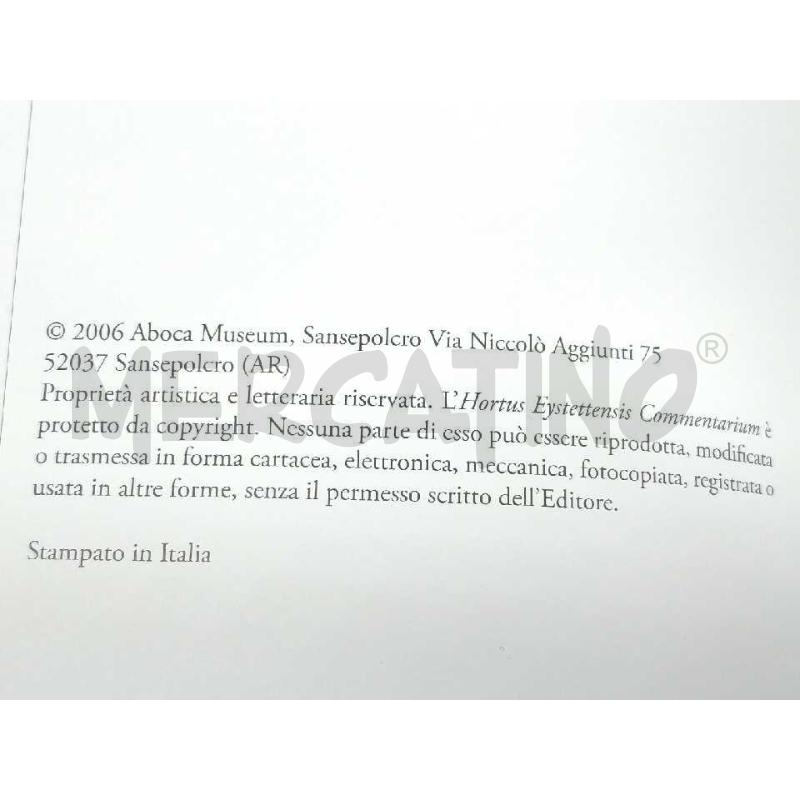 COMMENTARIUM HORTUS EYSTETTENSIS EDIZIONI ABOCA | Mercatino dell'Usato Moncalieri bengasi 2