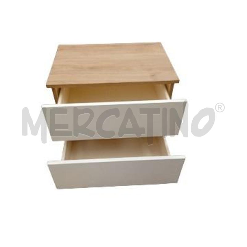COMODINO DONATELLA 2 CASSETTI ROVERE ROVERE BIANCO NEVE | Mercatino dell'Usato Moncalieri bengasi 2