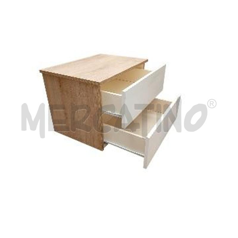 COMODINO DONATELLA 2 CASSETTI ROVERE ROVERE BIANCO NEVE | Mercatino dell'Usato Moncalieri bengasi 3