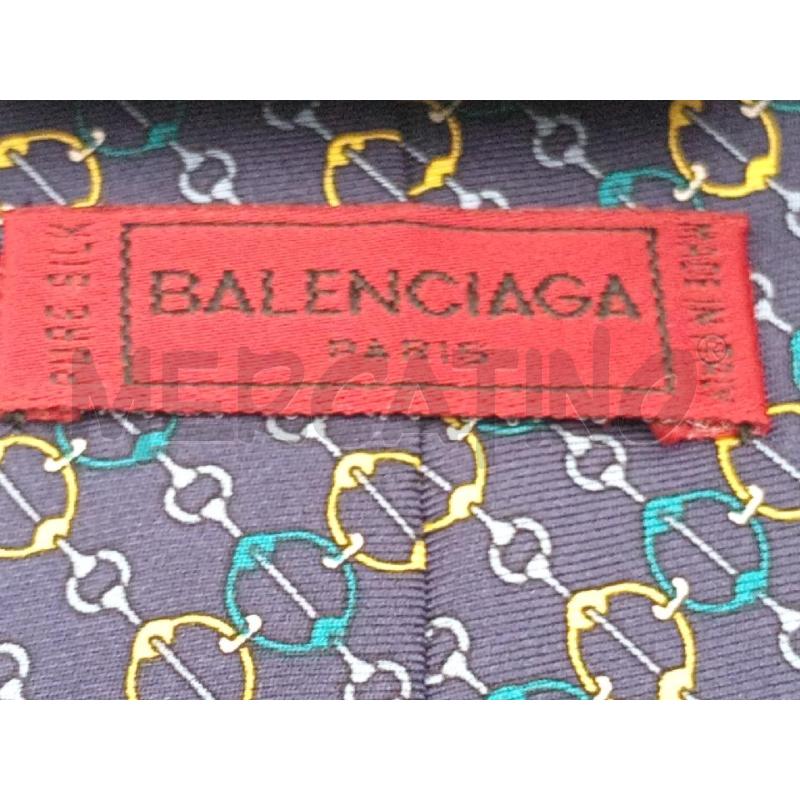 CRAVATTA BALENCIAGA FONDO BLU CON CERCHI GIALLO VERDI | Mercatino dell'Usato Moncalieri bengasi 2
