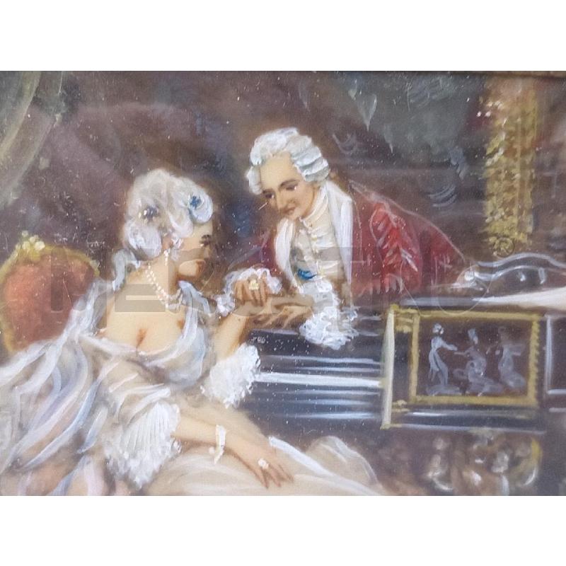 DIPINTO IN  MINIATURA AMANTI CON PIANOFORTE | Mercatino dell'Usato Moncalieri bengasi 3