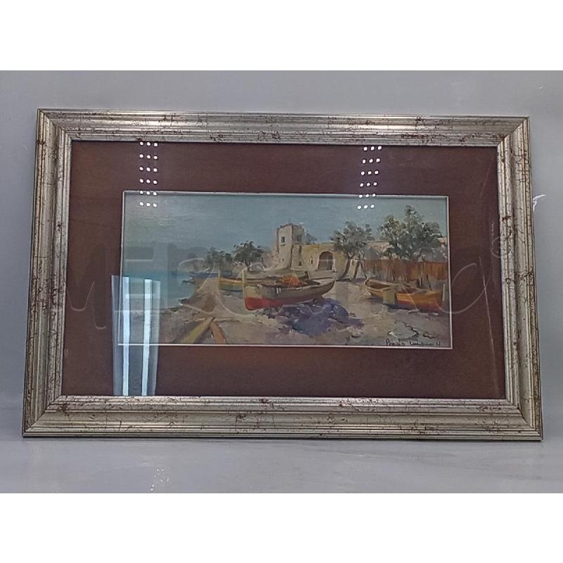 DIPINTO OLIO ARTISTA PONZIO LUCIANO PAESAGGIO VISTA MARE E SPIAGGIA  | Mercatino dell'Usato Moncalieri bengasi 1
