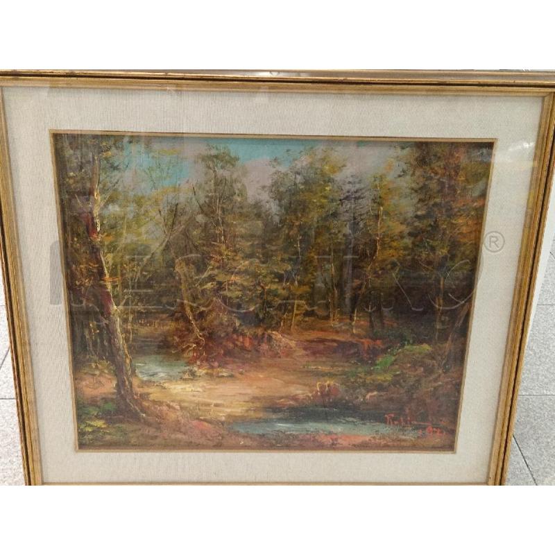 DIPINTO OLIO S/TELA VECCHIO ARTISTA RUPIANI O. RAFFIGURANTE VISTA BOSCHETTO COLORI ACCESI  | Mercatino dell'Usato Moncalieri bengasi 1