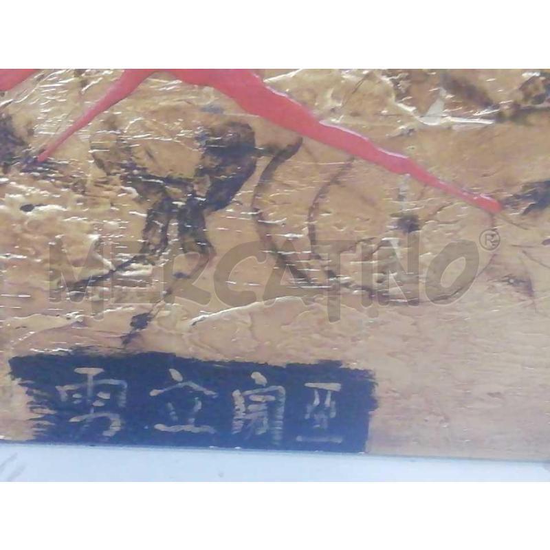 DIPINTO S/TAVOLA LEGNO DORATO C/IDEOGRAMMA ROSSO ARREDAMENTO  | Mercatino dell'Usato Moncalieri bengasi 3